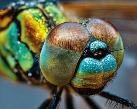 A macro shot of the compound eyes of a dragonfly, reflecting the entire landscape around it like a tiny, multifaceted mirror.
