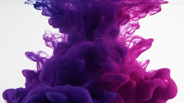 Purple Blue Ink Drops Swirling in Water
