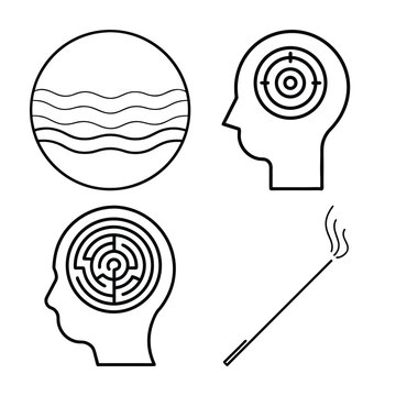 Mindfulness and Mental Focus Psychology Vector Illustration Set