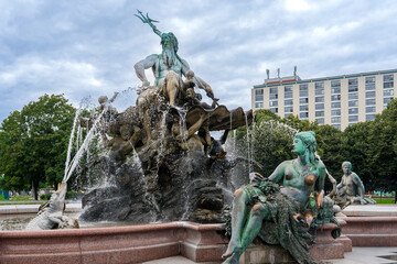 The monumental Neptune Fountain in Berlin — one of the city’s most impressive sculptures, blending mythology, flowing water, and architectural grandeur.Germany.