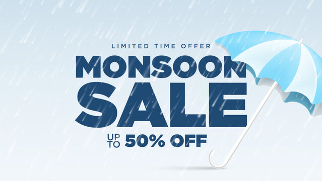 Monsoon sale banner templates set, Rainy season background, Monsoon special offer sale vector illustration. monsoon sale offer background design.