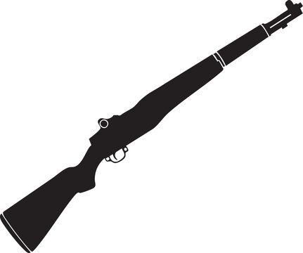 Vintage M1 Garand Rifle Silhouette - WW2 Military Service Firearm Vector Icon