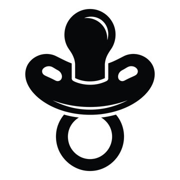Black and white baby pacifier icon for nursery or childcare design icon