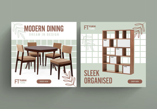 Furniture Sale Social Media Post Layout with Brown Accents