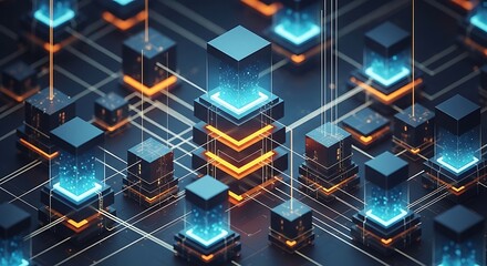 Fototapeta premium Abstract digital technology network futuristic data streams and cybernetic connections
