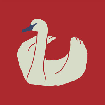 Hand-drawn swan with an elegant star accent above it, capturing a serene and poetic mood. Ideal for wedding invitations, storybook illustrations, and gentle visual storytelling.