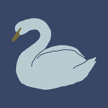 A delicate swan illustration with a glowing star motif, blending nature and fantasy in a soft, dreamy vector style perfect for greeting cards and magical themed designs.