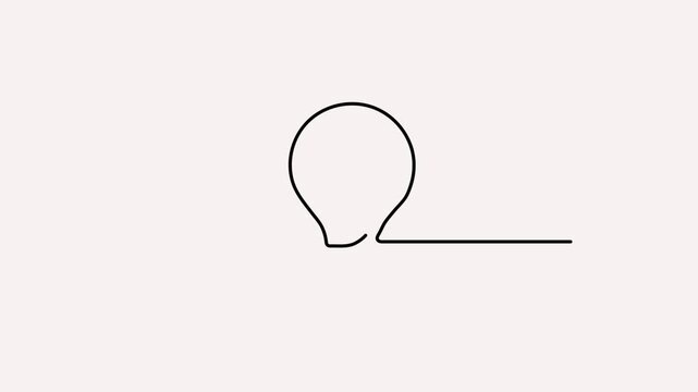 4K minimalist animation video of a leaf inside a light bulb drawn with one continuous line, representing green energy, sustainability, and eco-friendly ideas.