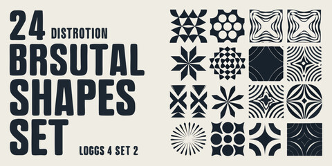 Abstract black and white geometric shapes and bold typography design set © Ruhidas