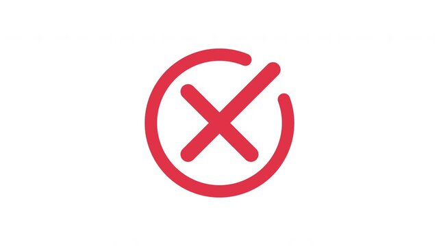 Red cross icon with circular stroke animation dynamic cancel symbol rotating outline modern ui motion Prores Alpha Channel 4K 60fps