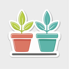 Fototapeta premium Two Potted Plants Icon