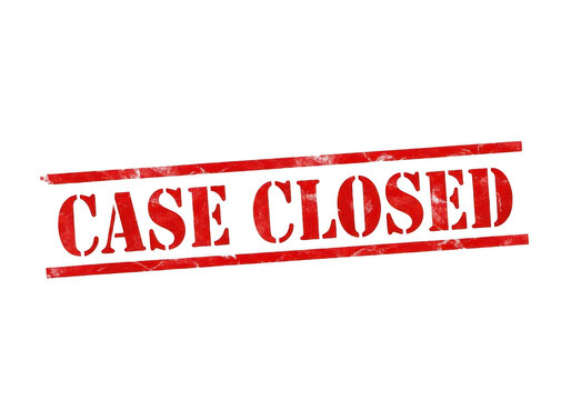 Red case closed stamp on a white surface isolated on transparent background