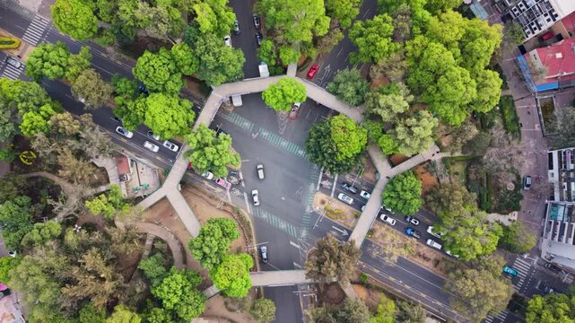 Overhead view of Parque Mariscal Sucre surrounded by city blocks