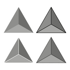 Fototapeta premium Pyramid shape set. Gray geometric Vector. Triangle object set. Solid white background. Manual vector only. No autotrace used.