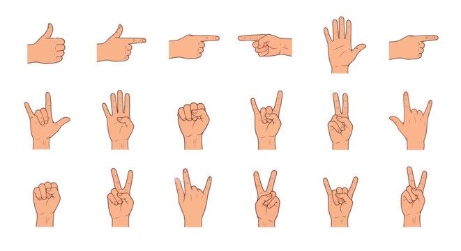 Various Hand Gestures and Signs.