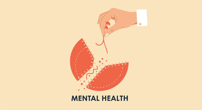 Mental health awareness icons, breaking stigma symbols, vector graphics, illustration set