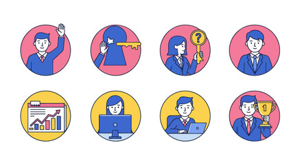Fototapeta premium Businessman icons with various gestures.