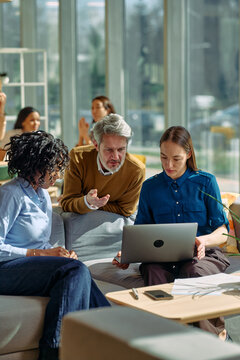 Diverse business team collaborating on marketing strategies