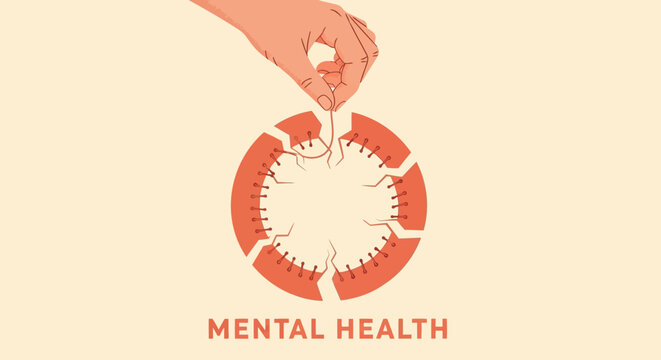 Mental health awareness icons, breaking stigma symbols, mental wellness graphics, vector illustrations