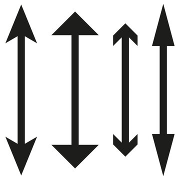 Resize arrow set. Vertical scale symbol. Black pointer Vector. Measurement height sign. Manual vector only. No autotrace used.