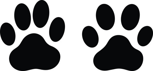 Fototapeta premium Animal paw print silhouettes vector illustration, pet footprint symbols isolated for wildlife tracking and design