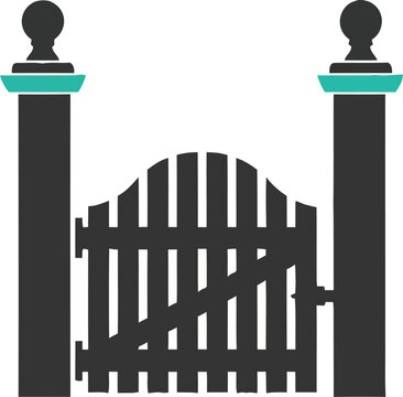 Elegant Gate Illustration with Decorative Pillars and Cross Braces.