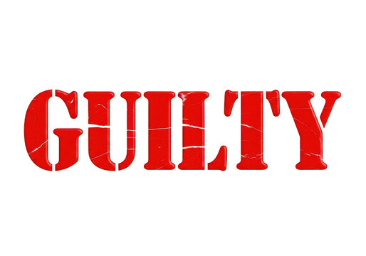 Red stamped word guilty on a surface isolated on transparent background