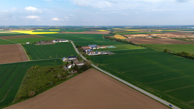 Luftaufnahme der landwirtschaftlichen Fl&auml;chen in Euskirchen Schneppenheim