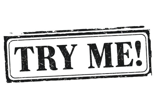 Vintage try me stamp with bold lettering isolated on transparent background