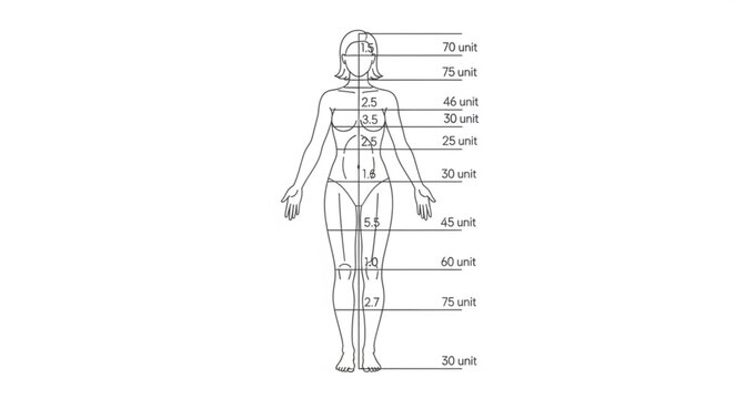 Human body proportions diagram showing anatomical measurements.