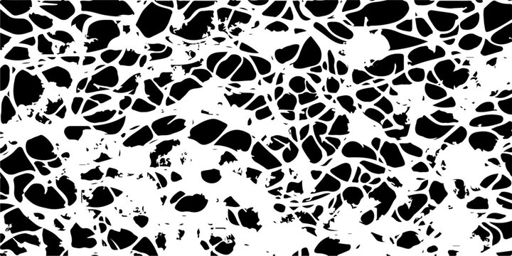 Seamless leopard skin pattern with black animal texture and floral nature elements including leaf and butterfly silhouettes in a vector illustration design
