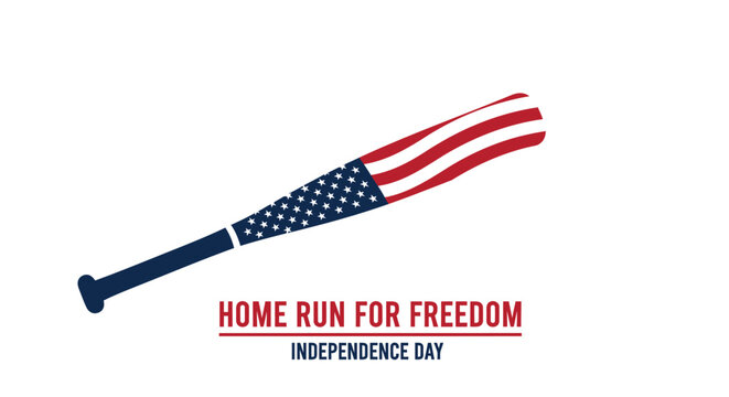 American baseball bat, USA flag design, patriotic Independence Day symbol, freedom celebration icon