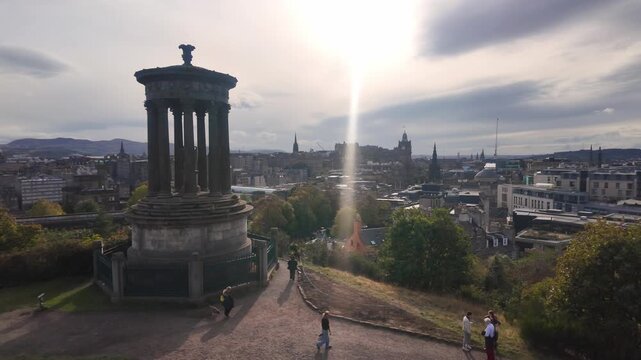 Gimbal Footage of Edinburgh Cityscape from Calton Hill