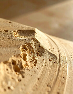 Warm sand micro-cement macro: Smooth hand-applied plaster texture in beige tones for organic minimalist interior design and wellness branding