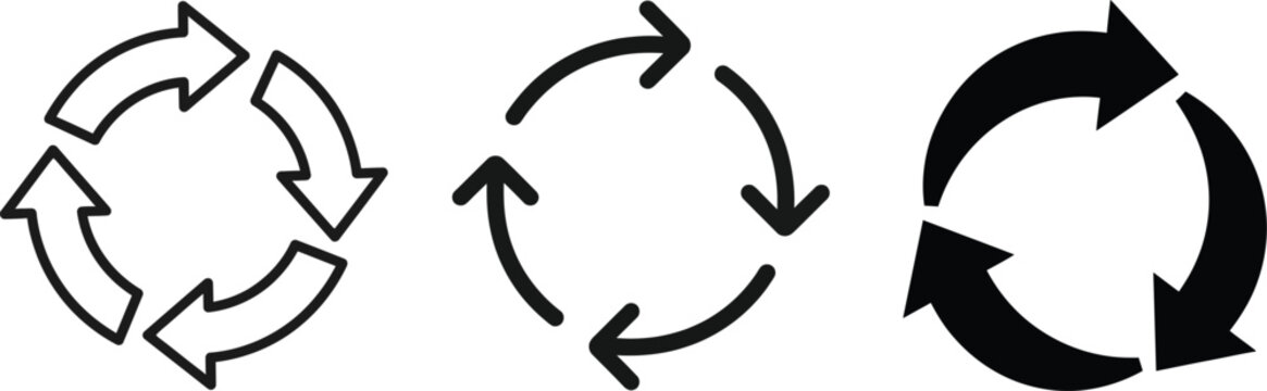 Circular Arrow Icons, Recycling Symbols, Cycle Signs, Arrow Loops
