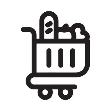 Shopping Cart Filled with Grocery Items