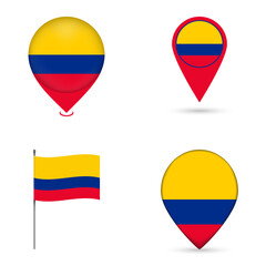 Obraz premium Colombia Flag Map Pin Icons Set Collection.