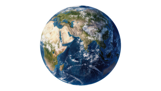 Blue Green Earth Globe Showing Continents and Cloud Formations