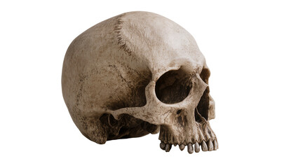 Obraz premium Antique human skull with visible bone texture and dark cavities
