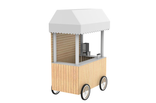 small coffee cart isolated on white background. 3d illustration