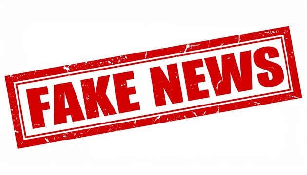 Bold Red &ldquo;FAKE NEWS&rdquo; Stamp Graphic &ndash; Misinformation & Media Credibility Label