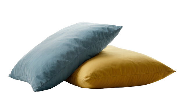 Golden ochre and teal blue velvet pillows stacked casually