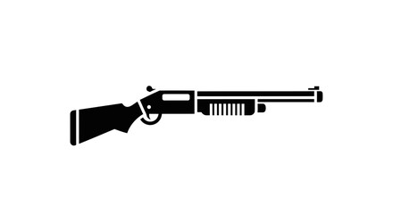 Black pump action shotgun icon isolated on a white background flat illustration