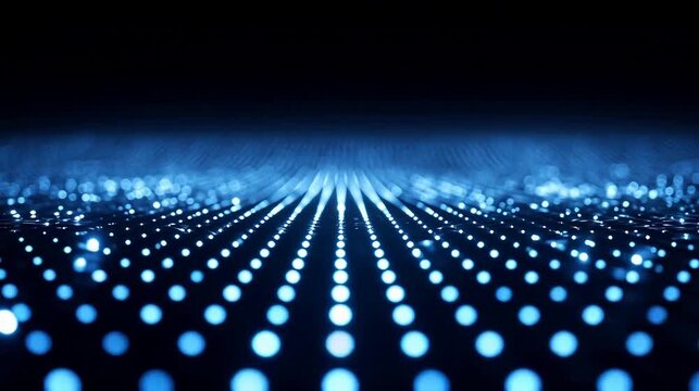 Blue glowing dots in wave pattern