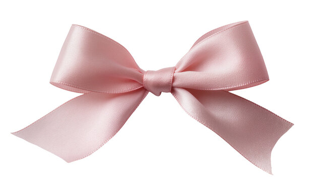 Pale pink satin ribbon bow with flowing streamers