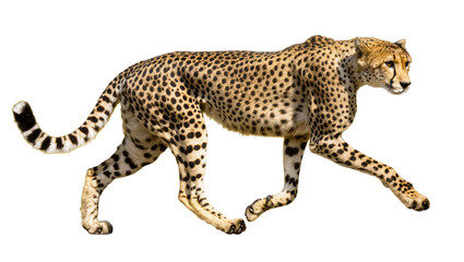 Spotted Cheetah Running Sideways with Long Tail and Powerful Legs © Miguel