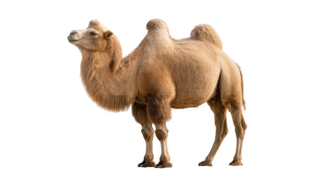 Light brown Dromedary Camel standing with humps and long legs