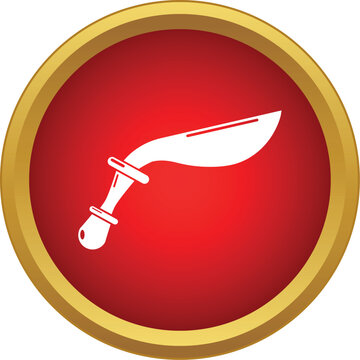 White kukri knife weapon blade inside a red circle with gold border