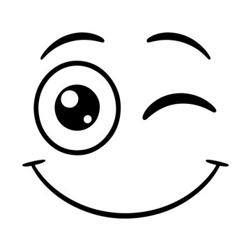 winking cartoon face icon vector