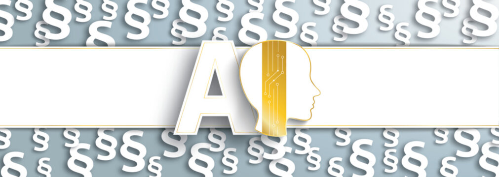White Paragraphs Golden Paper Banner AI Gray Header